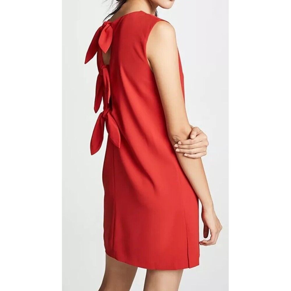 Alice + Olivia size 0‎ ruby red Carita vneck crepe open tie-back shift dress